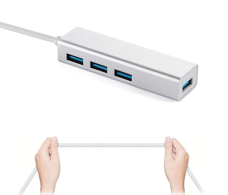 EXKOKORO 4-Ports USB 3.0 Hub Multi USB HUB with 6.9 inch Extended Cable, Compatible with PC, Laptops, Tablets, MacBook, Mac Mini, iMac Pro