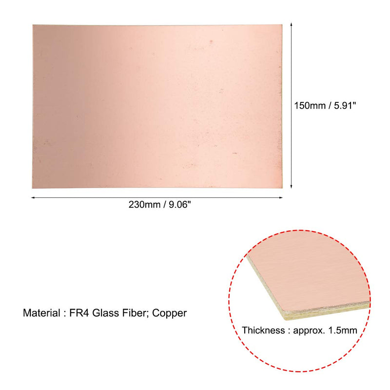uxcell Double-Sided Copper Clad Laminate PCB Circuit Board, FR4 230x150mm 9.06x5.91 inch, 1.5mm Thickness DIY Prototyping PCB Board, Name Board 230mmx150mmx1.5mm