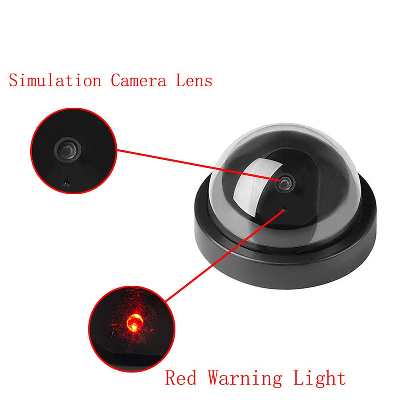 Etopars 2 X Black Dome Fake Dummy Security CCTV Camera Waterproof IR LED Flashing Red Light Outdoor Indoor Surveillance