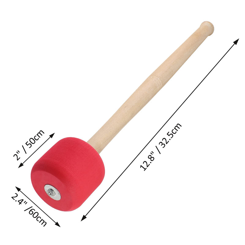 [AUSTRALIA] - Murtenze 2Pack 12.8" Bass Drum Mallet Drum Stick, Wool Felt Head Mallets Percussion Instrument Band Accessory (Red) Red 