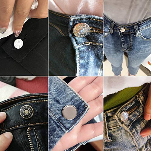 Jean Button Pins, [Upgraded, Reinforced, Thicker Materials] Button Pins for Jean Button Replacement for Pants Jeans Swing Crafts DIY, Fashion,Easy to Use and No Tools Require. 4PCS StyleT11