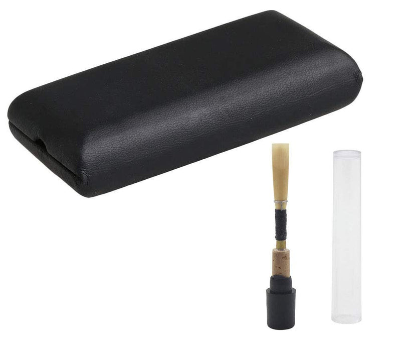 Jiayouy 3Pcs Medium Soft Oboe Reed Cork with PU Leather Reeds Hold Storage Protector Case - Black