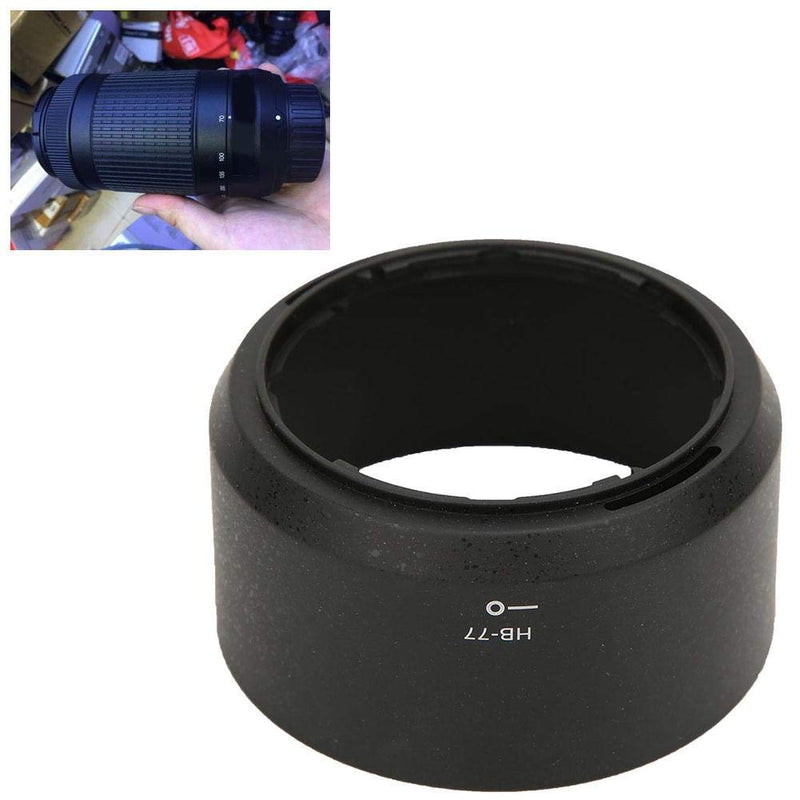 Mugast HB-77 Camera Lens Hood,Portable Plastic Sun Shade,Professional Replacement Lens Hood Shade Accessory for Nikon AF-P DX NIKKOR 70-300mm f / 4.5-6.3G ED/VR Lens.(Black)