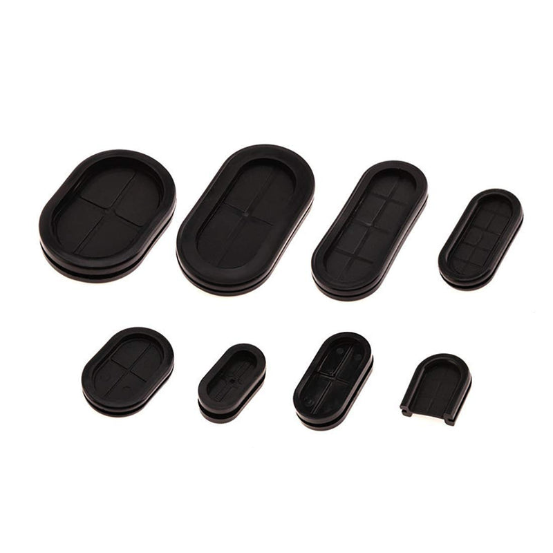 Flyshop 25mm x 40mm (1" x 1-9/16") Hole Grommets, Synthetic Rubber Grommets Wire Protection, Oval, Double-Sided, 4-Pack, 21 x 37mm (27/32" x 1-1/2") ID 1" x 1-9/16" (25 x 40mm) Drill Hole