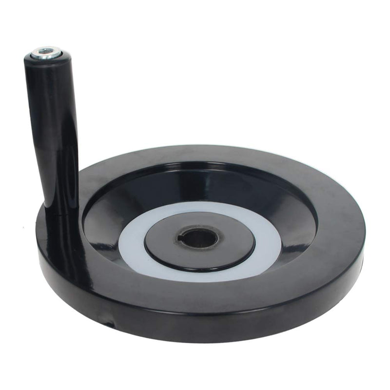 Bettomshin 1Pcs 6.30inch Anti-Slip Lathe Back Ripple Handwheel Black Balelite w Revolving Handle Center Hole Diameter 16mm/0.63inch for Milling Machine Lathes Grinders Black