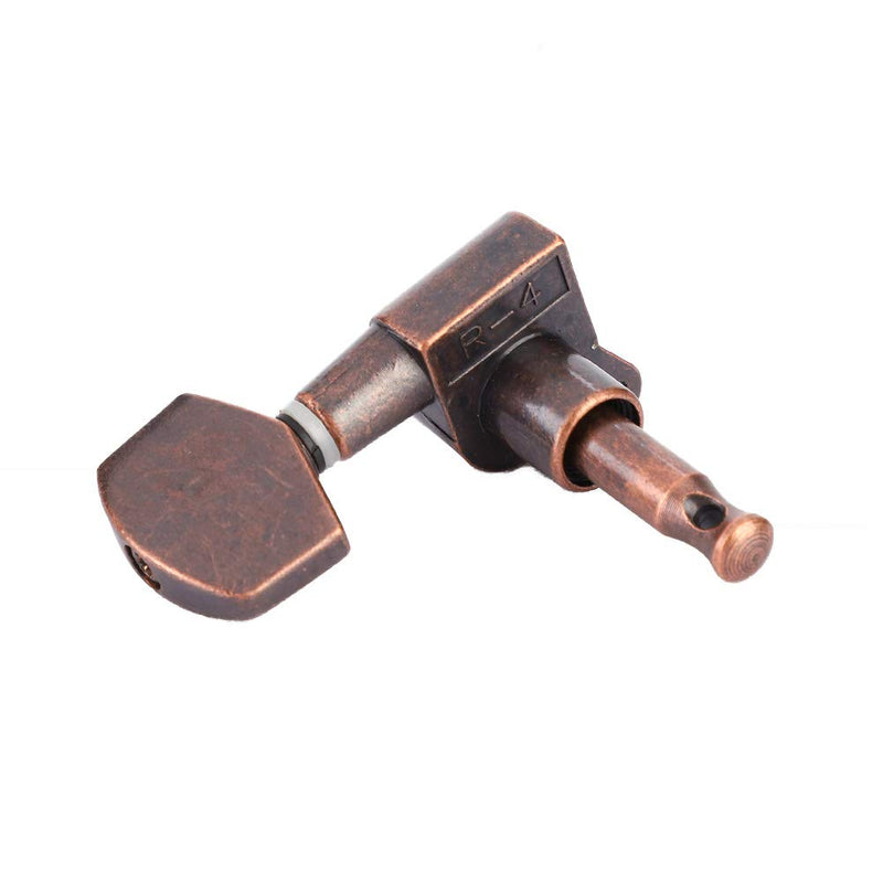 Guitar Tuning Peg, 3L3R 6 Pieces Copper Distressed Guitar String Tuner Machine Heads Knobs Locking Tuning Keys for Acoustic Electric Guitar