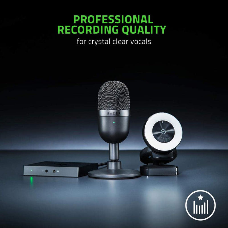 Razer Seiren Mini USB Streaming Microphone: Precise Supercardioid Pickup Pattern - Professional Recording Quality - Ultra-Compact Build - Heavy-Duty Tilting Stand - Shock Resistant - Classic Black