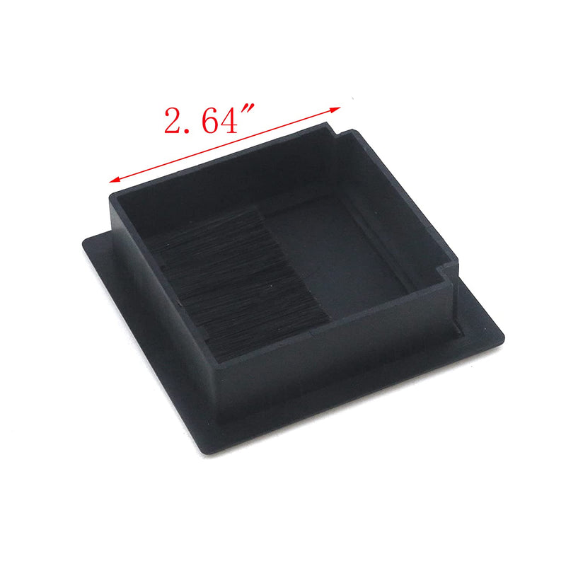 MY MIRONEY 4Pcs Square Cable Hole Cover ABS Desk Grommet 3.15" x 3.15" Wire Organizer Black Desk Cord Cable Hole Cover Grommet with Brush for Computer Desk Table