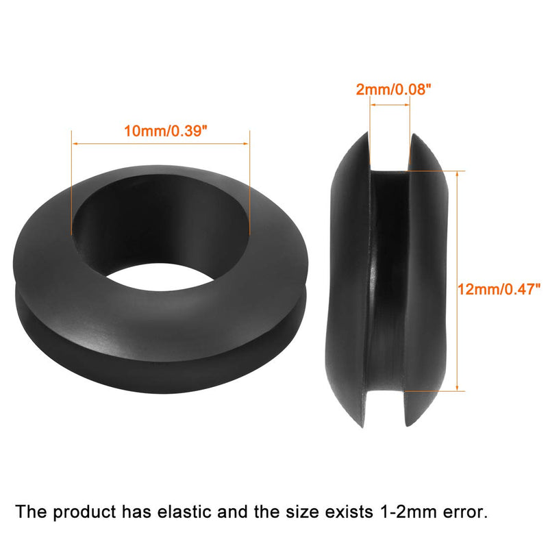 uxcell Wire Protector Oil Resistant Armature Rubber Grommet 10mm Inner Dia 300Pcs Black