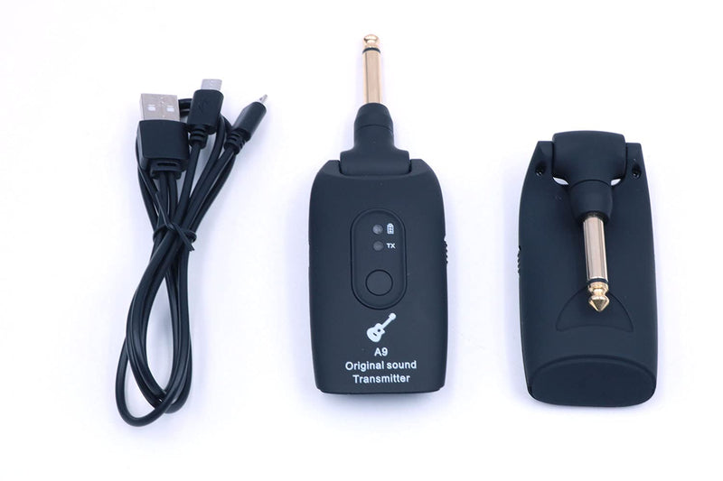 Alnicov Guitar Wireless System 2.4GHz Wireless Guitar Transmitter and Receiver for Electric Guitar Bass Violin A9 Black