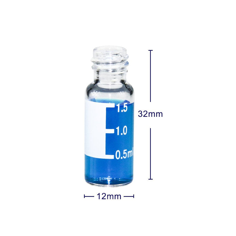 Autosampler Vial, Clear Chromatography Lab Vial, HPLC LC GC 1.5 ml Wide Opening Short Screw-Thread Sample Vial with Write-on Spot, Clear, 12x32mm, 8-425 Top Type, 100 pcs/pk by ALWSCI