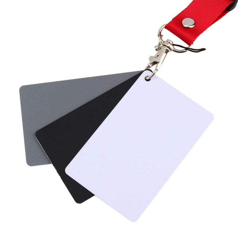 Grey Card White Balance Card Photography Card 3 in 1 18% Digital Photography Exposure Color Balance Card Set Gray/White/Black for Video, DSLR and Film