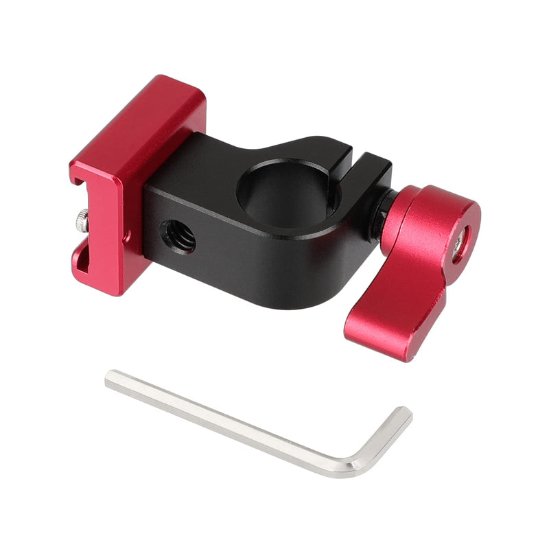 CAMVATE 15mm Side Single Rod Clamp with Cold Shoe Mount Adapter for Camera Accessories(Red)