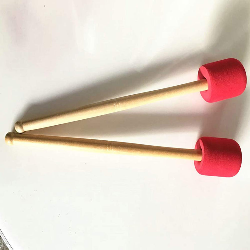 MUPOO Bass Drum Mallets Sticks Foam Mallet Percussion with Wood Handle 12.8 Inch Long, 2PCS