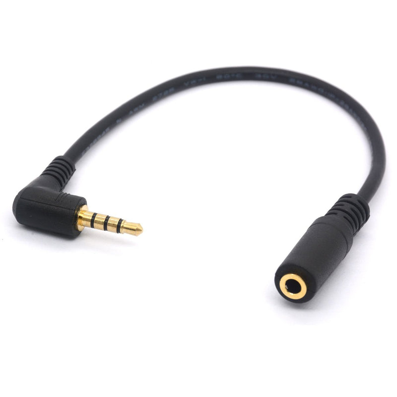 4 Pole 3.5mm TRRS Audio Stereo Cable, 90 Degrees Right Angled 3.5 mm Male To Female Adapter Cord