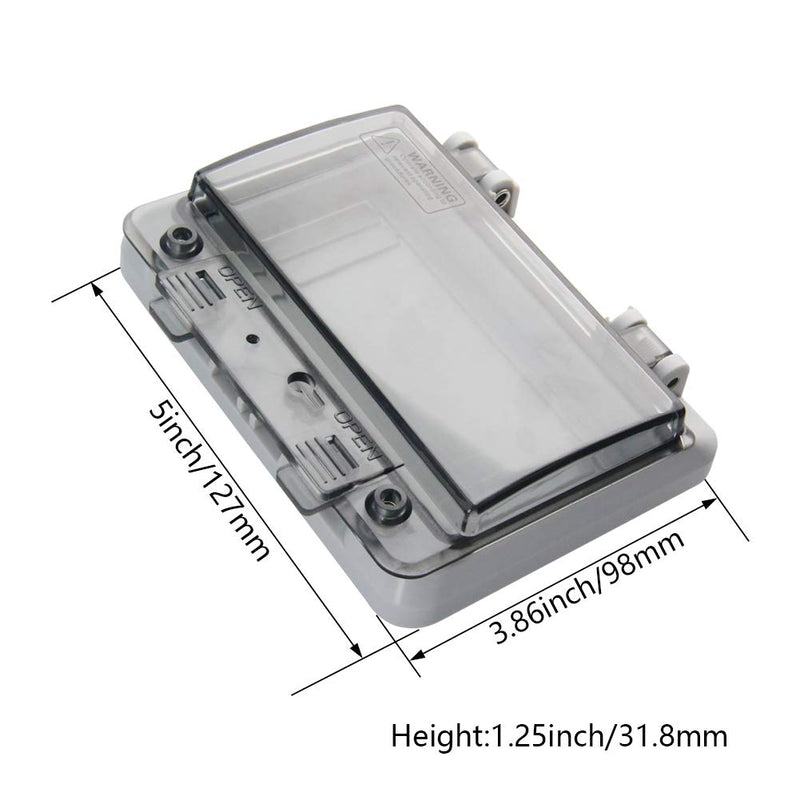 Heyiarbeit 6 Way Distribution Protection Box, IP67 ABS Transparent Cover for Circuit Breaker Indoor/Outdoor on The Wall 5" x 3.86" x 1.25"(127 x 98 x 31.8mm)