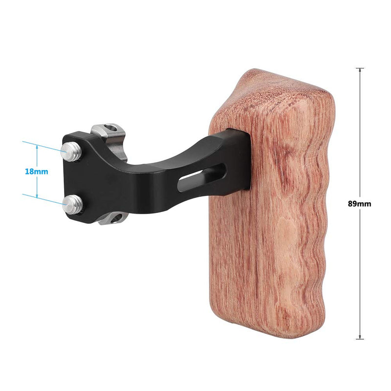 CAMVATE Wooden Hand Grip with 1/4"-20 Thumbscrew Knob for DSLR Camera Cage Rig (Left Hand)