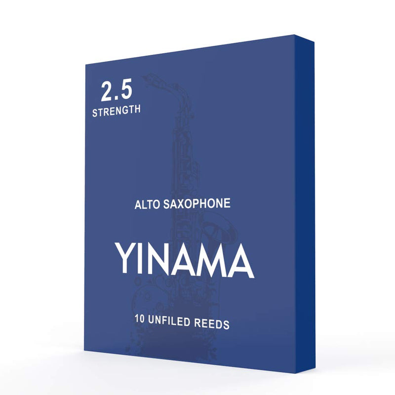 Yinama Alto Saxophone Reeds for Alto Sax Strength 2.5; Box of 10