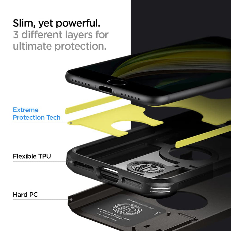 Spigen Tough Armor [Extreme Protection Tech] Designed for iPhone SE 2022 Case/iPhone SE 3 Case 2022 / iPhone SE 2020 Case/iPhone 8 Case/iPhone 7 Case - Gunmetal