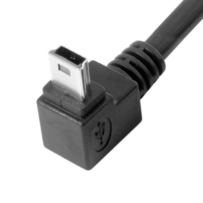 CY Down Angled 90 Degree Mini USB 2.0 B Type 5Pin Male to USB Male Data Cable 0.5m Black Down 0.5m