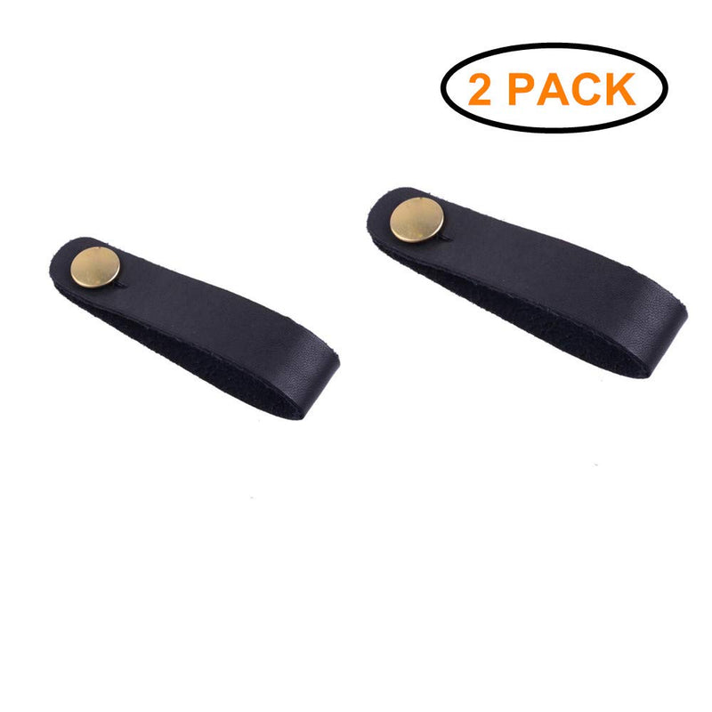 Genuine Leather Acoustic Guitar Strap Button - Single Strap(Black with Gold Button) 2 PCS - by PPX