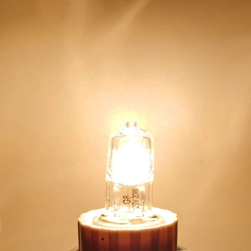 G8 Light Bulbs 20 Watt 120 Volt TAIYALOO Dimmable Halogen Light Bulb G8 Base Bi-Pin Shorter 20W T4 JCD Warm White Under Cabinet Puck Lighting Replacements,12 Pack 20.0 Watts