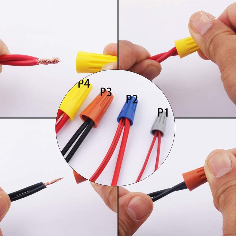 Fielect 100 PCS Electrical Wire Connectors Screw Terminals, with Spring Insert Twist Nuts Caps Connection Assortment Set for 3.25-10.75mm² Wire Diameter Yellow 100Pcs Yellow SP4 3.25-10.75mm²