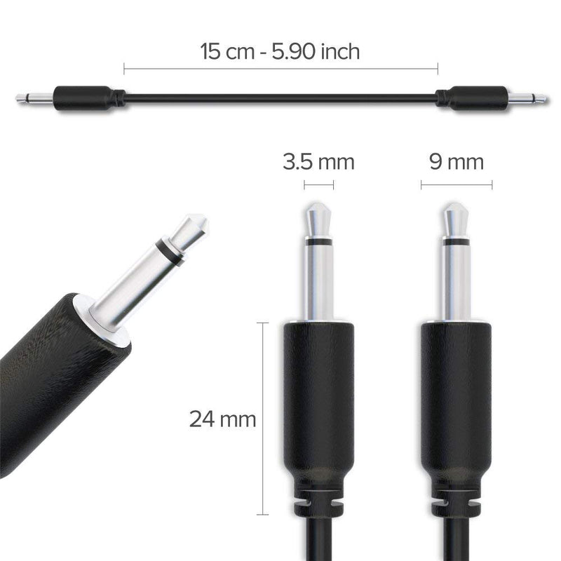 [AUSTRALIA] - ExcelValley - Mono Modular Patch Cables - TS 3.5mm 1/8" inch - 6 Pack (120 cm - 47.24" - 3.94 ft.) 120 cm - 47.24" - 3.94 ft. 