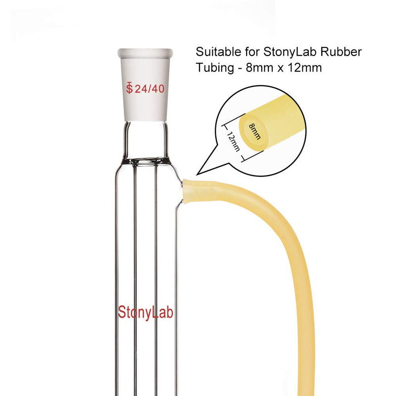 StonyLab Borosilicate Glass Liebig Condenser with 24/40 Joint 500mm Jacket Length Lab Glass Condenser 500 mm