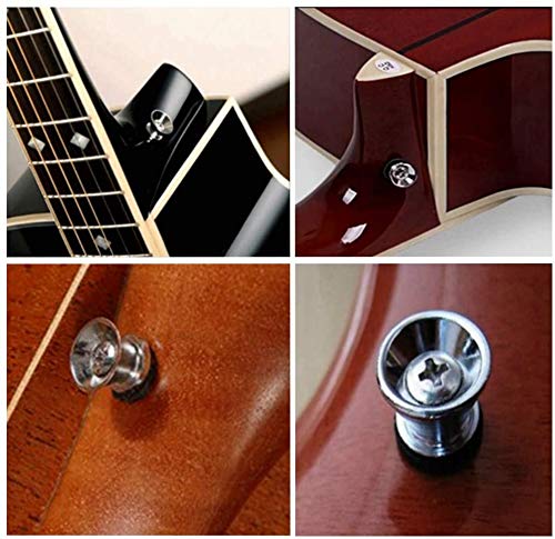 18 PCS Guitar Strap Lock and Button, Metal Flat Head Guitar Strap Anti-20Pcs Stripping Lock System for Electric Acoustic Guitar Bass Ukulele, Silver Black and Gold Colors