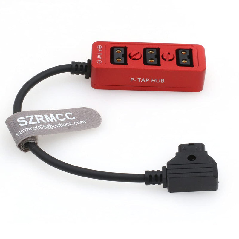 SZRMCC D-tap Male to 3 Port P-tap Hub Metal Splitter Power Cable with Screw Holes for ARRI RED Cameras accesories (Red)