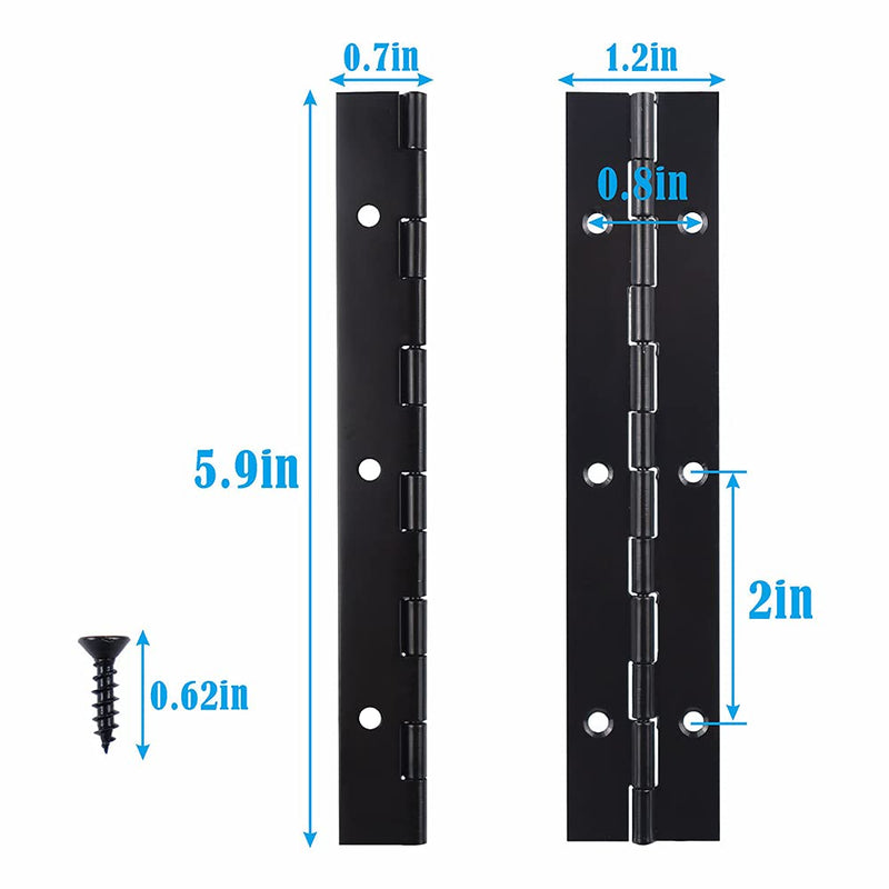4PCS Piano Hinges for Cabinet Hinges Heavy Duty 6Inch Continuous Hinges Sliver Stainless Steel 304 Long Hinges Door Hinges (4pack 6 inch(Black)) 4pack 6 inch(Black)