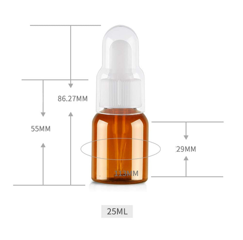 erioctry 6PCS 25ml Brown Plastic Dropper Bottles with Silicone Pipettes and Rubber Head/Essence Makeup Cosmetic Sample Container Bottle for Essential Oil Aromatherapy Use