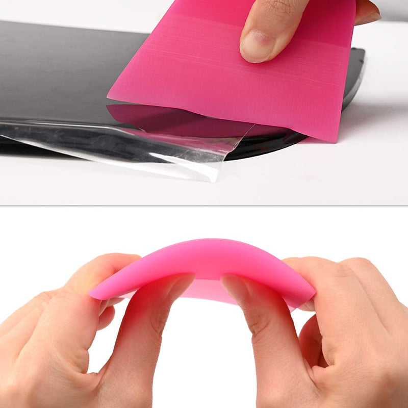 FOSHIO 3Pcs Scratches Proof Soft TPU Rubber Squeegee, Compact Water Wiper Blade Scraper Cleaner for Car Window Glass Tinting PPF Coating Film Installation, Kitchen Countertops, Bathroom Shower Mirrors