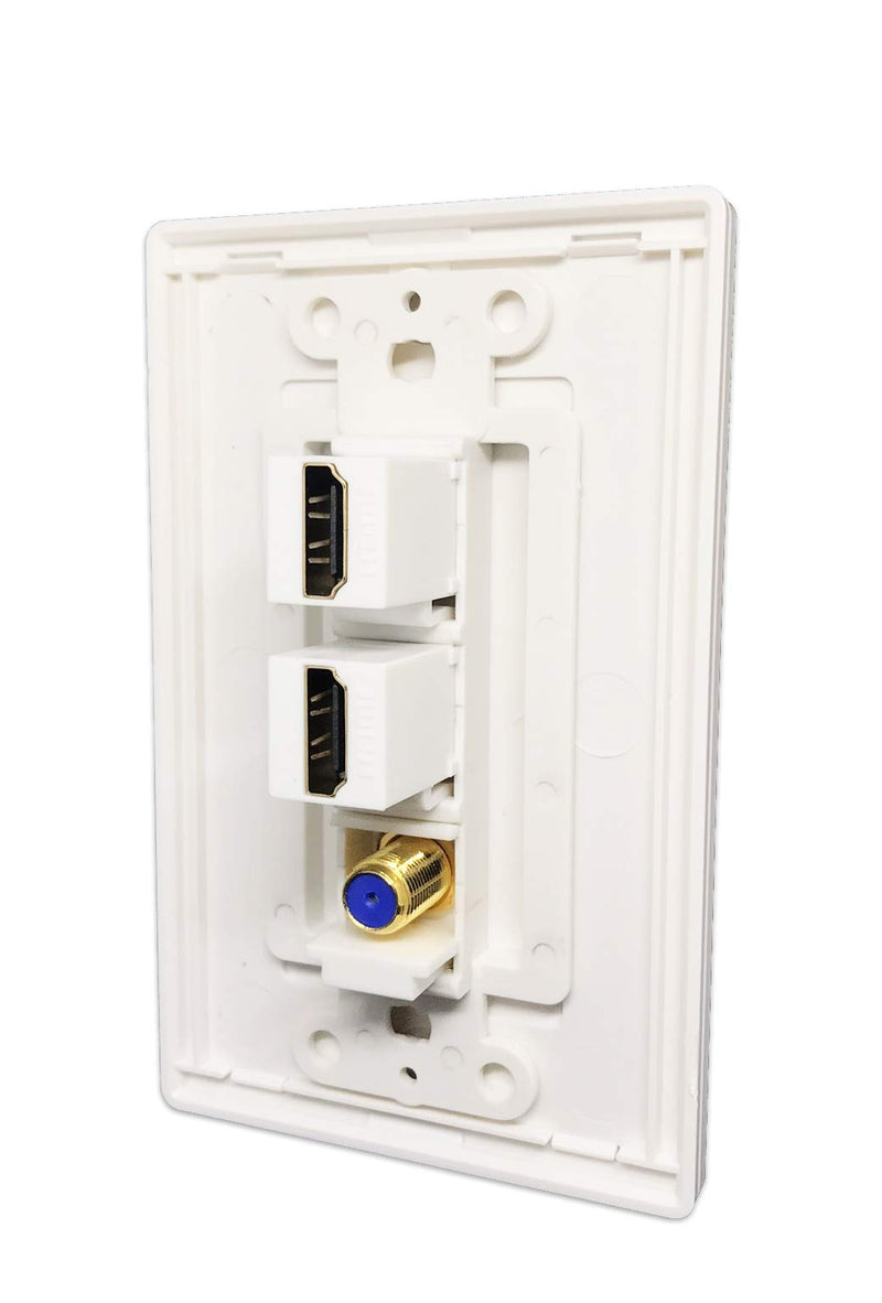 [AUSTRALIA] - diyTech Premium 2 HDMI, 1 Coax Gold-Plated F-Type, 1 Gang Screwless - White 