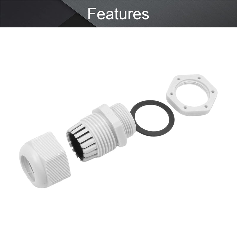 Fielect 4Pcs M25 Cable Gland Plastic Waterproof Cable Glands Joints Adjustable Connector White for 9-17mm Dia Cable
