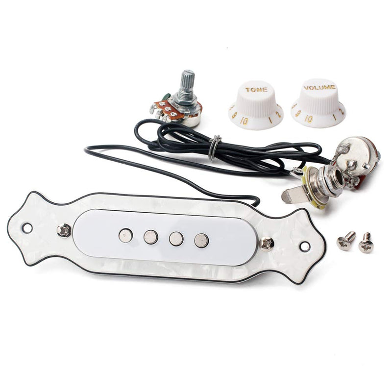 Milisten 4 String Guitar Pickup Volume Tone Knobs Pots Wiring Harness For Cigar Box Guitar White