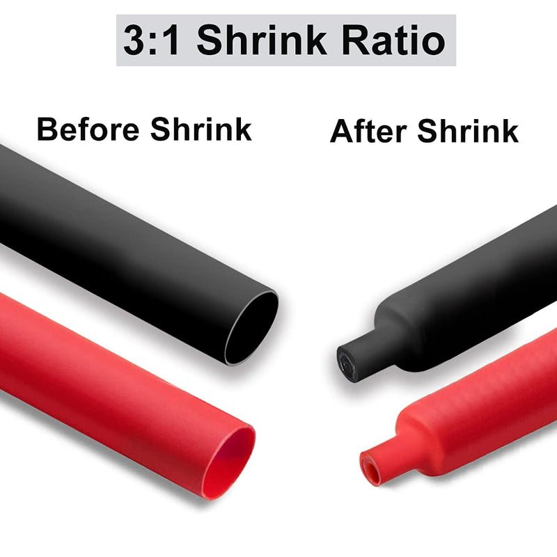 ELECFUN 2in Heat Shrink Tubing 3:1 Large Marine Heat Shrink Tube Dual Wall Adhesive Shrinkable Wire Wrap Tube, Fully Insulation (4 Feet Black Tubing, and 4 Feet Red Tubing) 2 Inch Black-4ft/Red-4ft