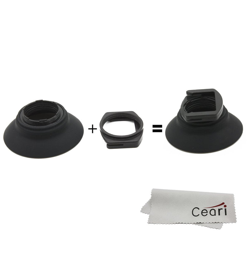 CEARI Universal Rubber Eyecup Eyepiece Viewfinder for Nikon D3000 D3100 D3200 D300 D300s D200 D90 D80 D70 D70s D60 D40 D40X DSLR Camera + CEARI Clean Cloth