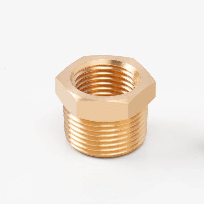 BathAce Brass Reducer Hex Bushing Threaded Pipe Fitting, Heavy Duty Threaded Pipe Fitting Adapter (1/2 Male NPT x 3/8 Female NPT, 5) 1/2 Male NPT x 3/8 Female NPT