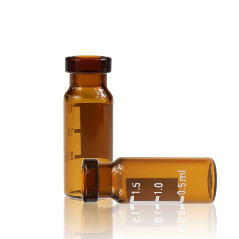 ALWSCI Amber Glass Flat Base Vial, 11mm Wide Opening Crimp Top Vial, 2mL, 12mm x32mm, Pack of 100 Amber BorosiliGlass with Graduation