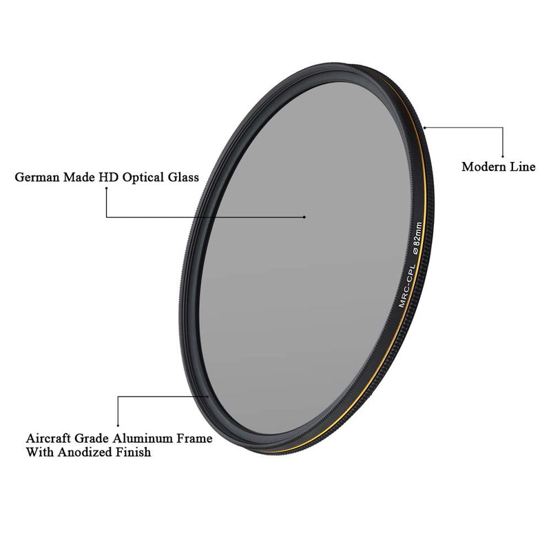 LENSKINS 82mm CPL Circular Polarizing Filter for Camera Lenses, 16-Layer Multi-Resistant Nano Coated, Ultra Slim, German Optics Glass, Weather-Sealed, Circular Polarizer Filter with Lens Cloth