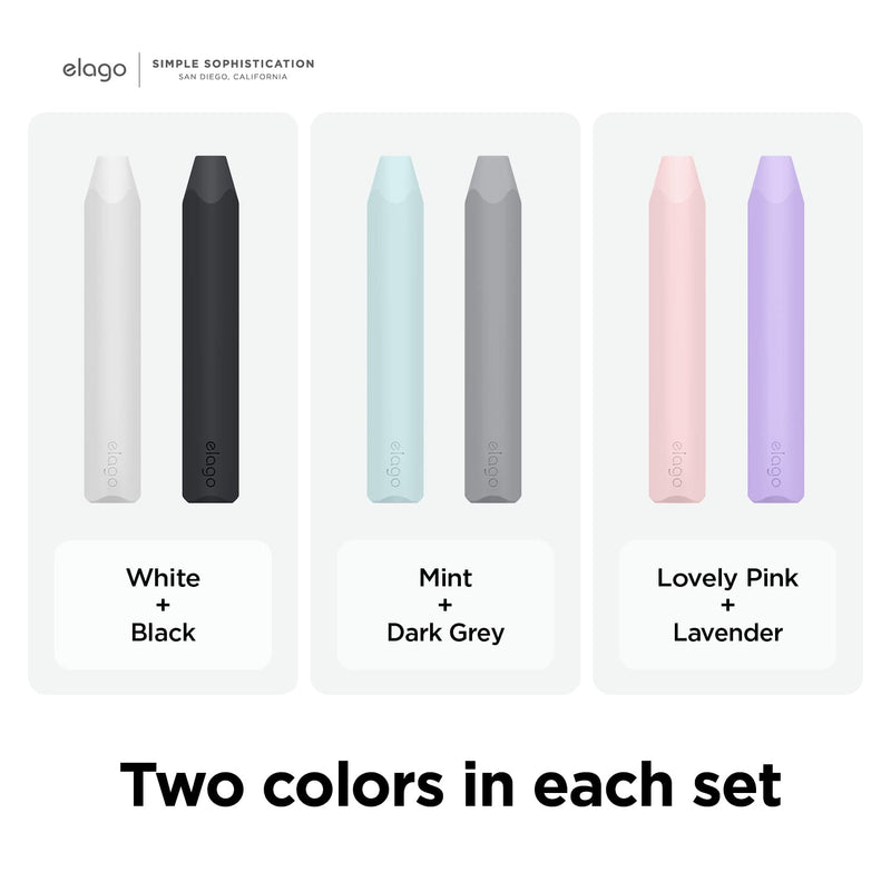 elago Pencil Grip 2 Pack Silicone Holder Compatible with Apple Pencil 2nd Generation, Compatible with iPad Pencil 2 Cover, Stylus Sleeve, Ergonomic Design, Compatible with Double Tap(Dark Grey, Mint) Dark Grey, Mint