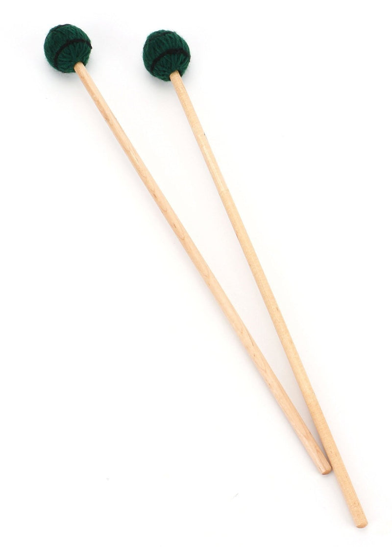 Foraineam Soloist Series Medium Keyboard Marimba Mallets With Maple Handle and Dark Green Yarn Head