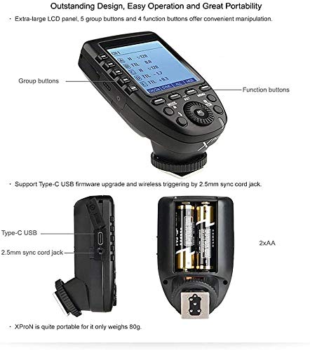 Godox Xpro-N TTL Wireless Flash Trigger Transmitter for Nikon, 1/8000s HSS, TTL-Convert-Manual Function, Large Screen, 5 Dedicated Group Buttons, 11 Customizable Functions with PERGEAR Cleaning Kit