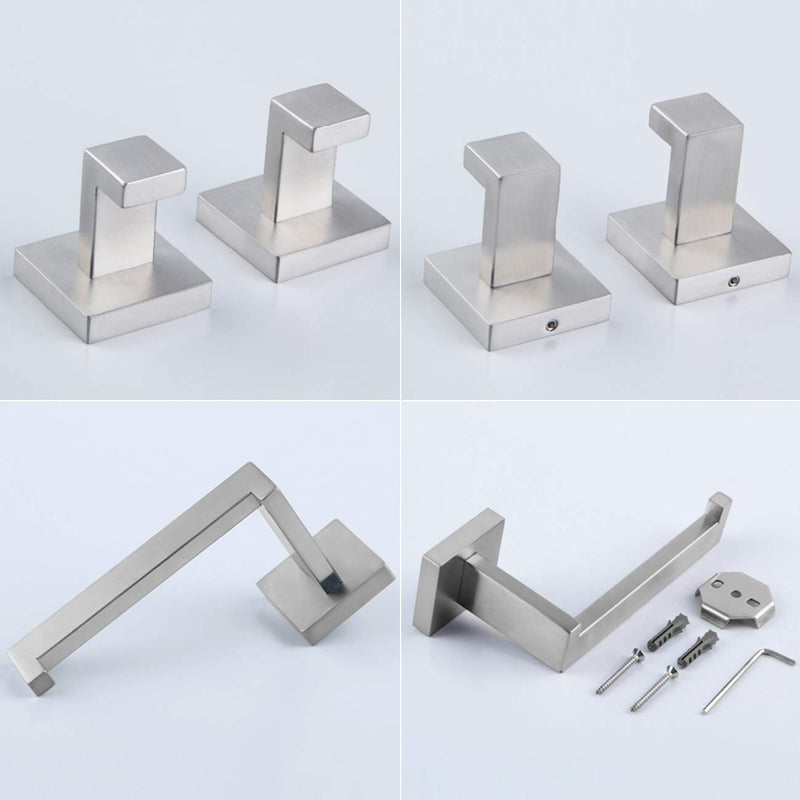 kimzcn Bathroom 3-Pieces Accessories Kit Bathroom Hardware Set Brushed Stainless Steel Wall Mounted - Includes Hand Towel Ring, 2X Robe Towel Hooks