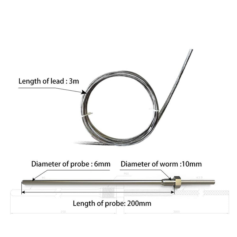 UbiBot RS485 PT-100 Thermocouple Temperature Probe, Platinum Resistor Sensor for Extreme Heat or Cold, Monitor -200 to 400 C,Audio Plug, for GS1 Device only Audio Plug