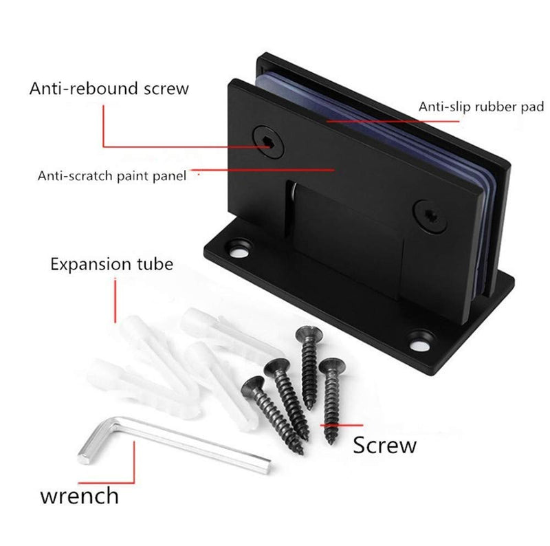 [AUSTRALIA] - Heavy Duty 90 Degree Glass Door Cupboard Showcase Cabinet Clamp Glass Shower Doors Hinge Replacement Parts Wall-to-Glass (Black) Black 