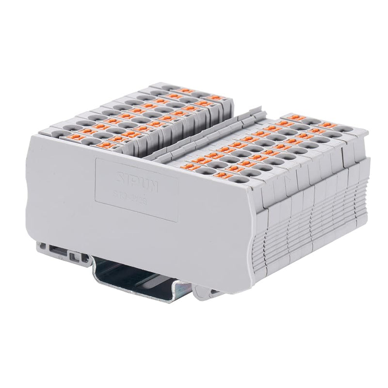 SIPUN ST2-2.5/2X2 Twin Spring Terminal Block Push in Type PT Screwless Wire Din Rail Connector 30 Pcs Set