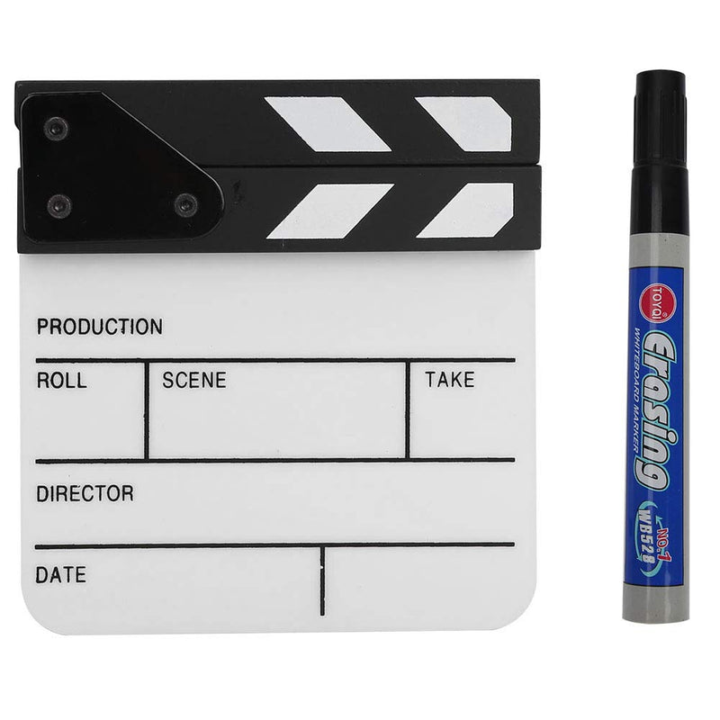 Movie Film Clap Board,Mini Durable Acrylic Director Scene Clapperboard Clapboard with Magnet Inside,Pen,for Shoot Prop/Advertisement/Home Decoration/Cosplay/Background